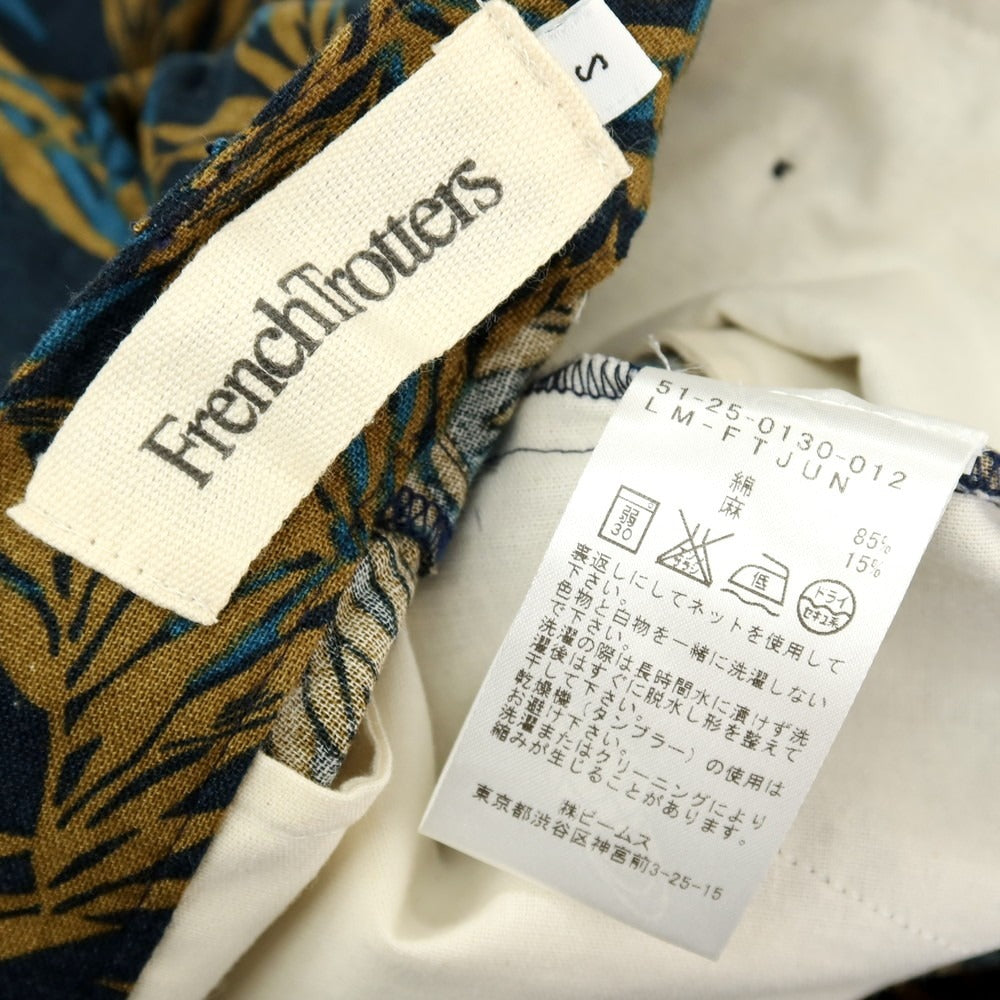 【中古】【未使用】フレンチトロッターズ FrenchTrotters コットンリネン リーフ プリント ショートパンツ ネイビーxブラウン【サイズS】【 状態ランクS 】【 メンズ 】