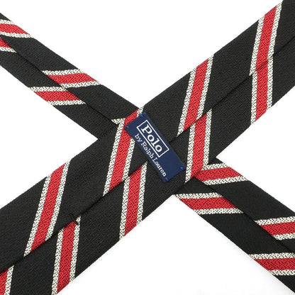 【中古】ポロ ラルフローレン Polo Ralph Lauren シルク ストライプ柄ネクタイ ブラックxレッド【 状態ランクB 】【 メンズ 】
