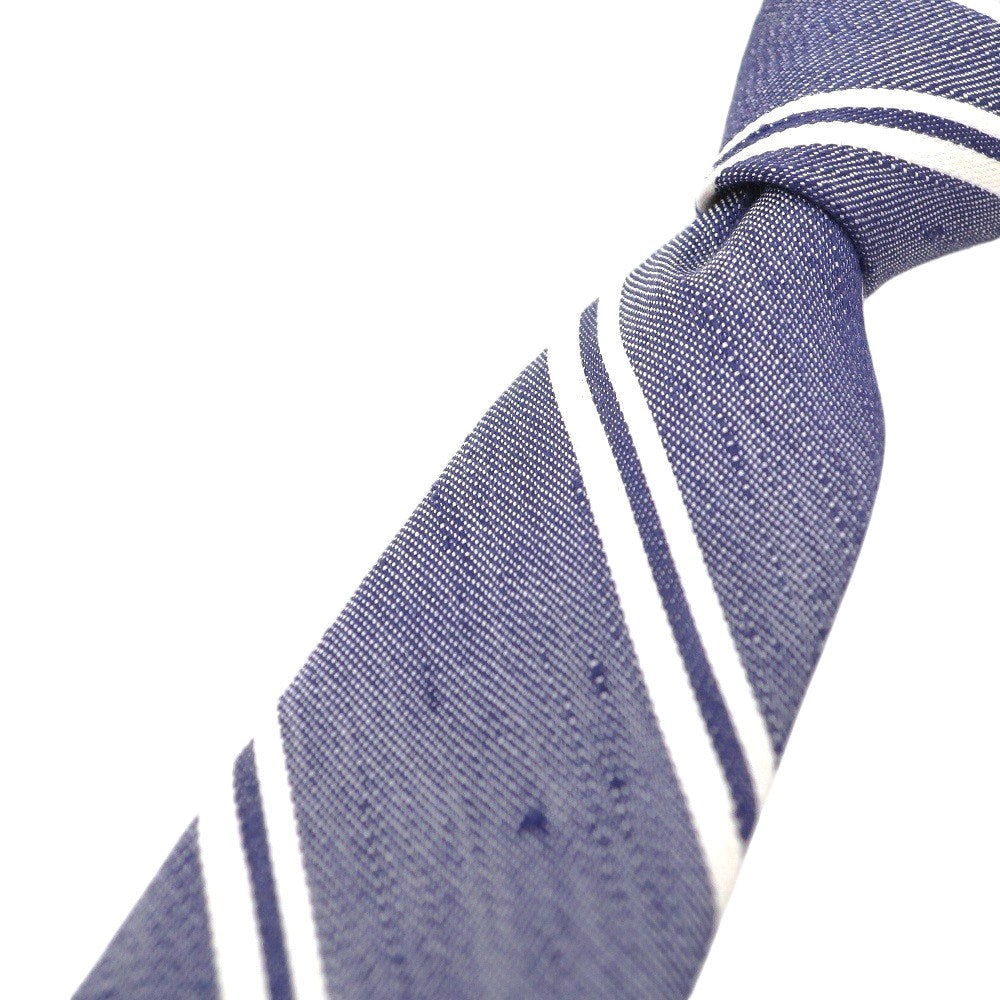 【中古】ジェイクルー J.CREW リネンシルク ストライプ柄ネクタイ ナロータイ ネイビーxホワイト【 状態ランクB 】【 メンズ 】