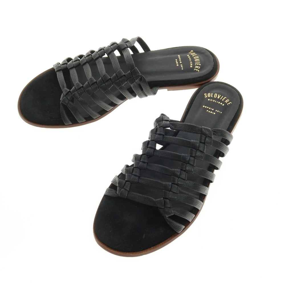 【中古】ソロヴィエール SOLOVIERE レザー サンダル ブラック【サイズ41】【 状態ランクB 】【 メンズ 】