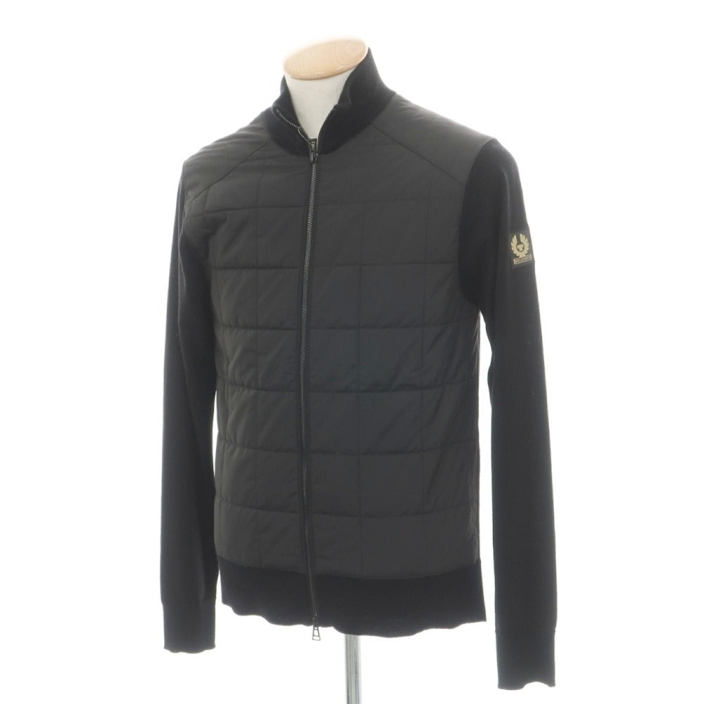 【中古】ベルスタッフ BELSTAFF ウール×ポリエステル 切替 スタンドカラー ニットブルゾン ブラック【サイズS】【 状態ランクB 】【 メンズ 】