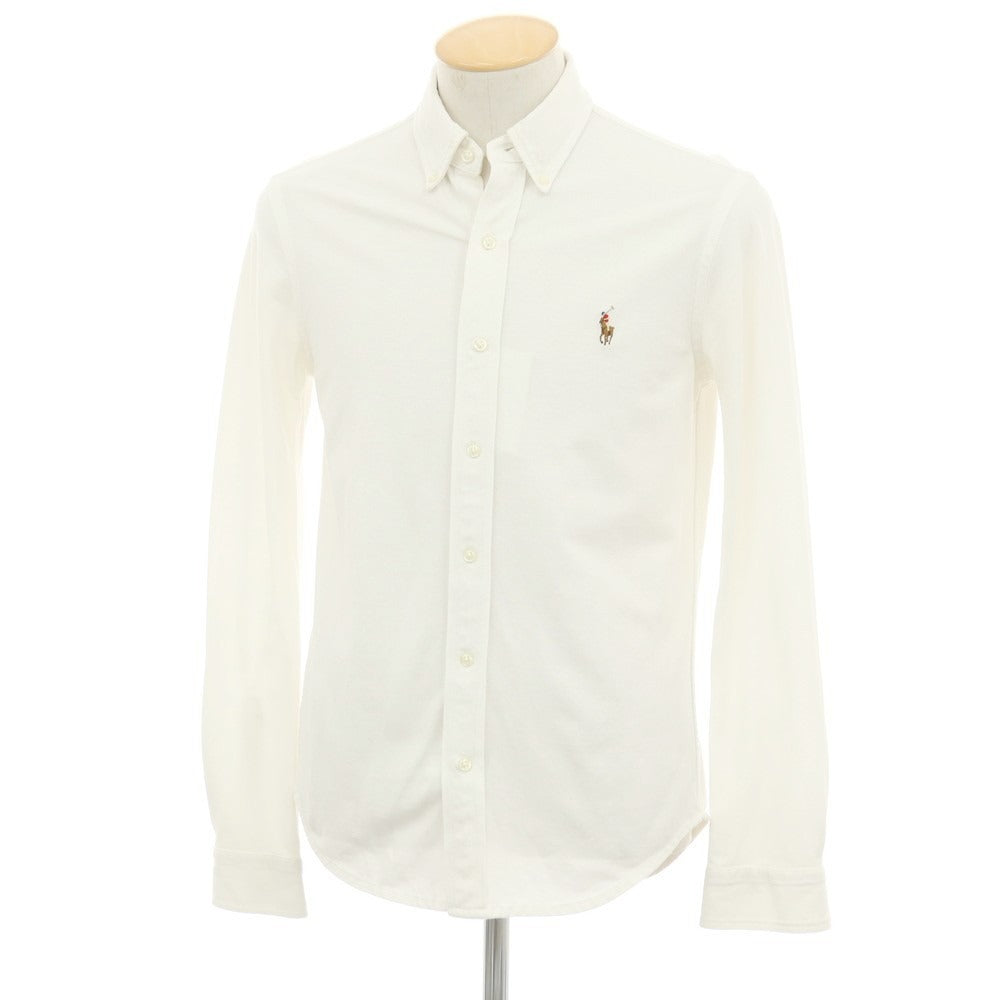 【中古】ポロ ラルフローレン Polo Ralph Lauren KNIT OXFORD コットン ボタンダウン カジュアルシャツ ホワイト【サイズS】【 状態ランクC 】【 メンズ 】