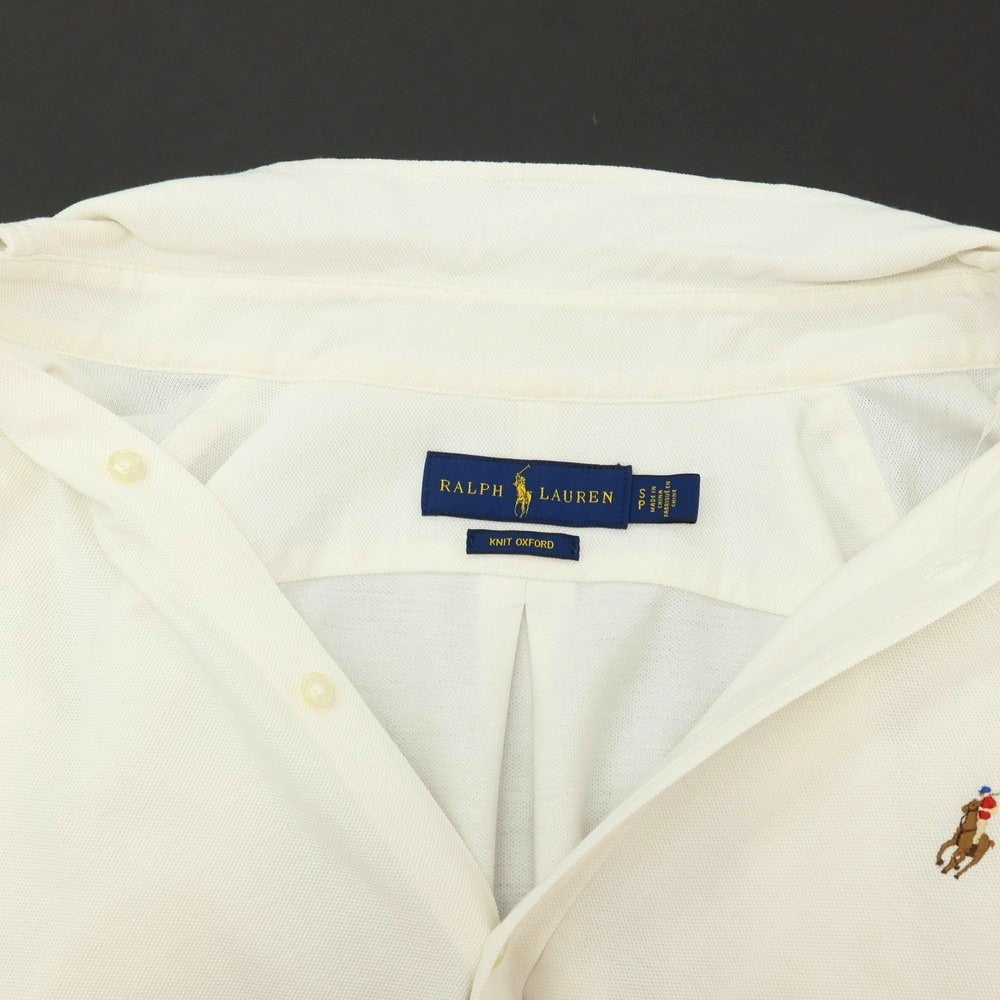 【中古】ポロ ラルフローレン Polo Ralph Lauren KNIT OXFORD コットン ボタンダウン カジュアルシャツ ホワイト【サイズS】【 状態ランクC 】【 メンズ 】
