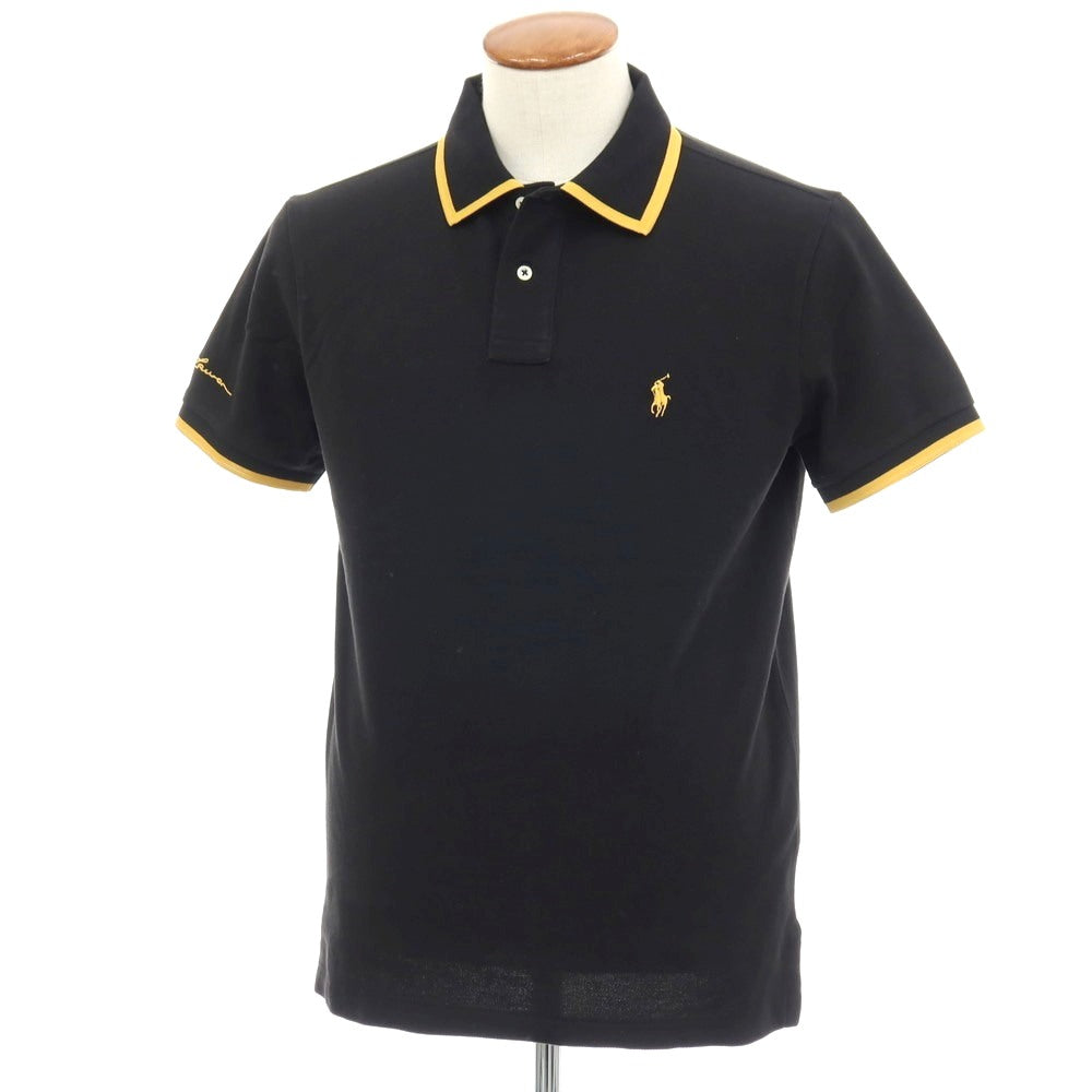 【中古】ポロ ラルフローレン Polo Ralph Lauren コットン 鹿の子 半袖ポロシャツ ブラックxマスタード【サイズM】【 状態ランクB 】【 メンズ 】