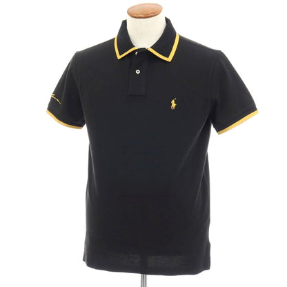 【中古】ポロ ラルフローレン Polo Ralph Lauren コットン 鹿の子 半袖ポロシャツ ブラックxマスタード【サイズM】【 状態ランクB 】【 メンズ 】