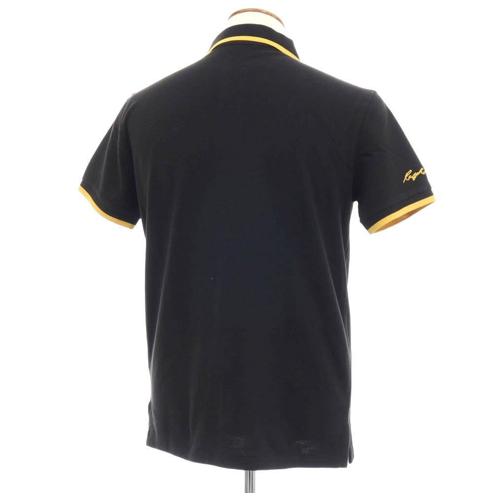 【中古】ポロ ラルフローレン Polo Ralph Lauren コットン 鹿の子 半袖ポロシャツ ブラックxマスタード【サイズM】【 状態ランクB 】【 メンズ 】