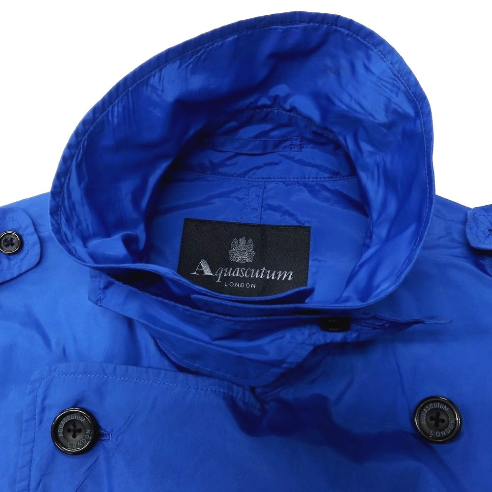 【中古】アクアスキュータム Aquascutum ポケッタブル ポリエステル トレンチコート ブルー【サイズ42】【 状態ランクC 】【 メンズ 】