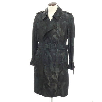 【中古】アクアスキュータム Aquascutum ナイロン カモフラ トレンチコート ダークブルーグリーン系【サイズ42】【 状態ランクC 】【 メンズ 】