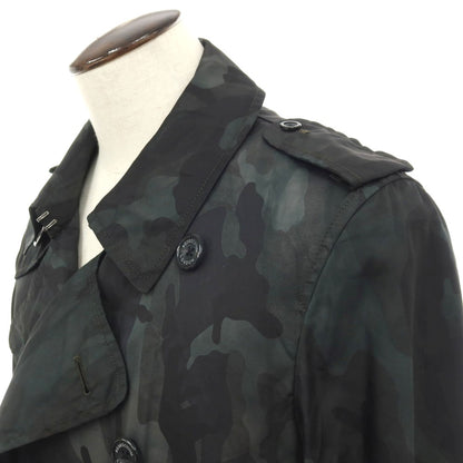 【中古】アクアスキュータム Aquascutum ナイロン カモフラ トレンチコート ダークブルーグリーン系【サイズ42】【 状態ランクC 】【 メンズ 】