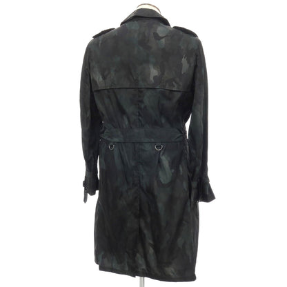 【中古】アクアスキュータム Aquascutum ナイロン カモフラ トレンチコート ダークブルーグリーン系【サイズ42】【 状態ランクC 】【 メンズ 】