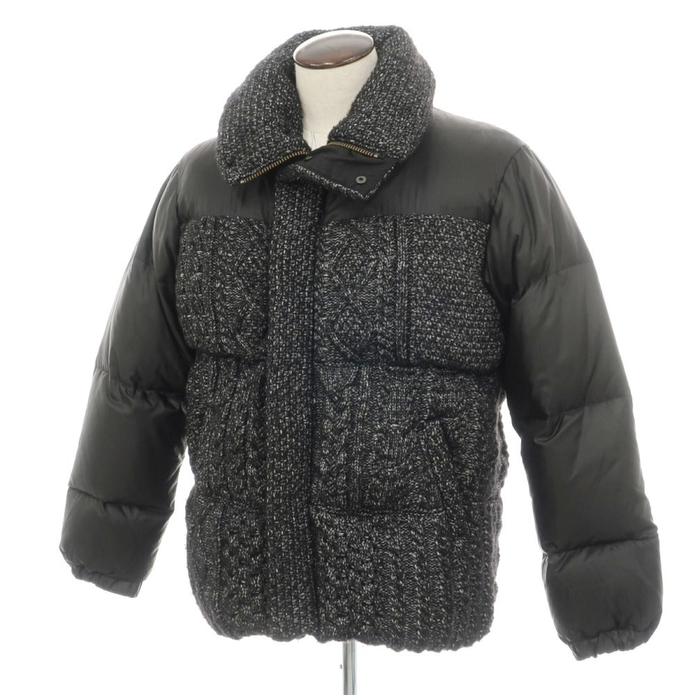 【中古】ザダファーオブセントジョージ The DUFFER of ST.GEORGE ニット 切替 ダウンジャケット ブラック系【サイズXL】【 状態ランクB 】【 メンズ 】