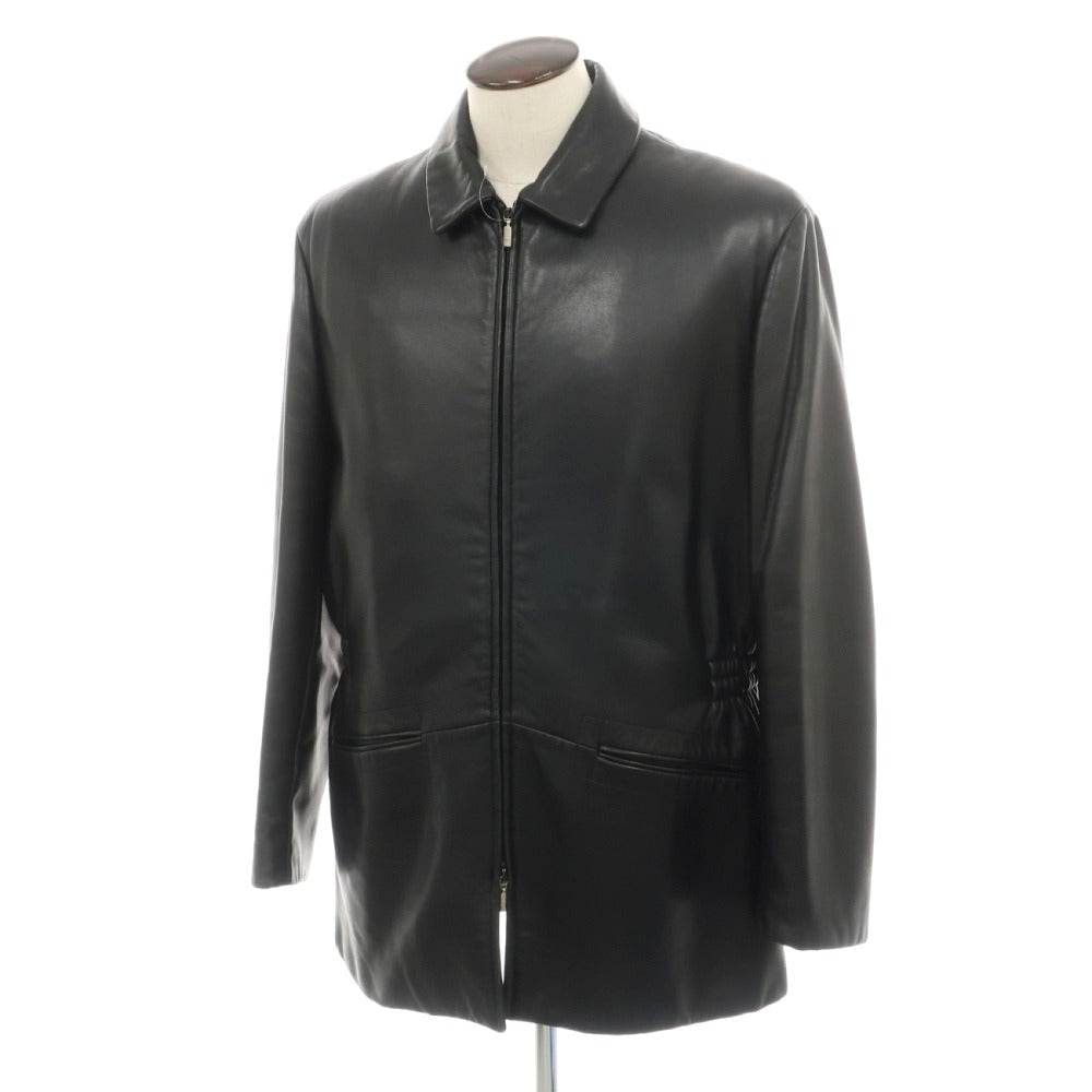 【中古】アルマーニ コレッツォーニ ARMANI COLLEZIONI ラムスキン ナッパ レザーブルゾン ブラック【サイズ52】【 状態ランクC 】【 メンズ 】