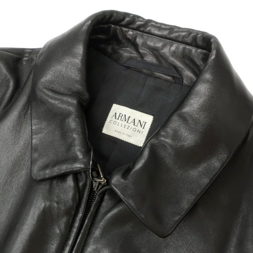 【中古】アルマーニ コレッツォーニ ARMANI COLLEZIONI ラムスキン ナッパ レザーブルゾン ブラック【サイズ52】【 状態ランクC 】【 メンズ 】