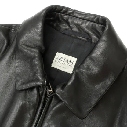 【中古】アルマーニ コレッツォーニ ARMANI COLLEZIONI ラムスキン ナッパ レザーブルゾン ブラック【サイズ52】【 状態ランクC 】【 メンズ 】