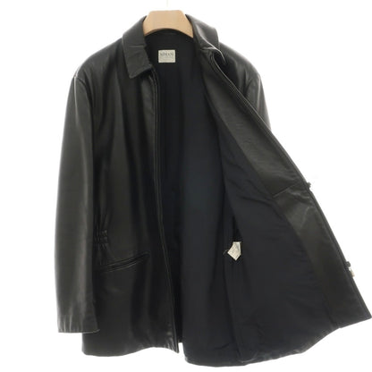 【中古】アルマーニ コレッツォーニ ARMANI COLLEZIONI ラムスキン ナッパ レザーブルゾン ブラック【サイズ52】【 状態ランクC 】【 メンズ 】