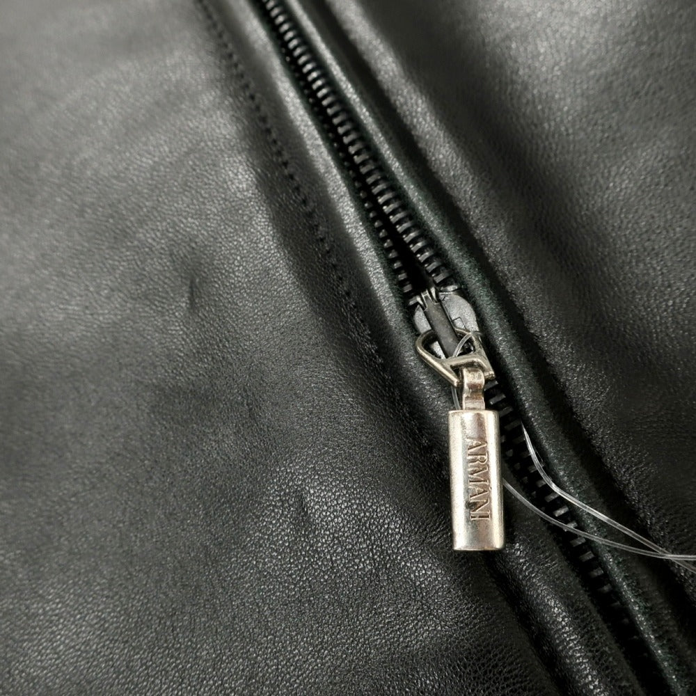 【中古】アルマーニ コレッツォーニ ARMANI COLLEZIONI ラムスキン ナッパ レザーブルゾン ブラック【サイズ52】【 状態ランクC 】【 メンズ 】