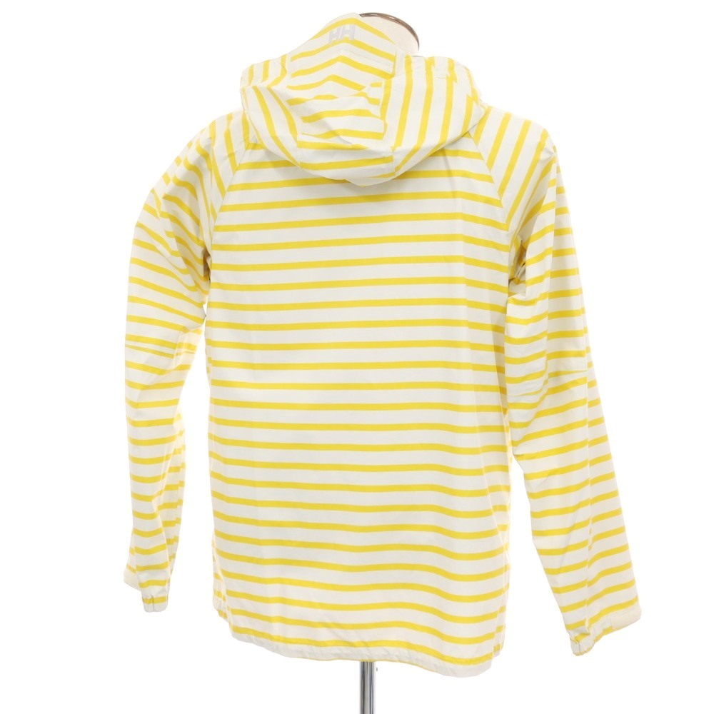 【中古】ヘリーハンセン HELLY HANSEN ナイロン ボーダー フーデッドレインブルゾン ホワイトxイエロー【 サイズXL 】【 状態ランクC 】【 メンズ 】 [APD]