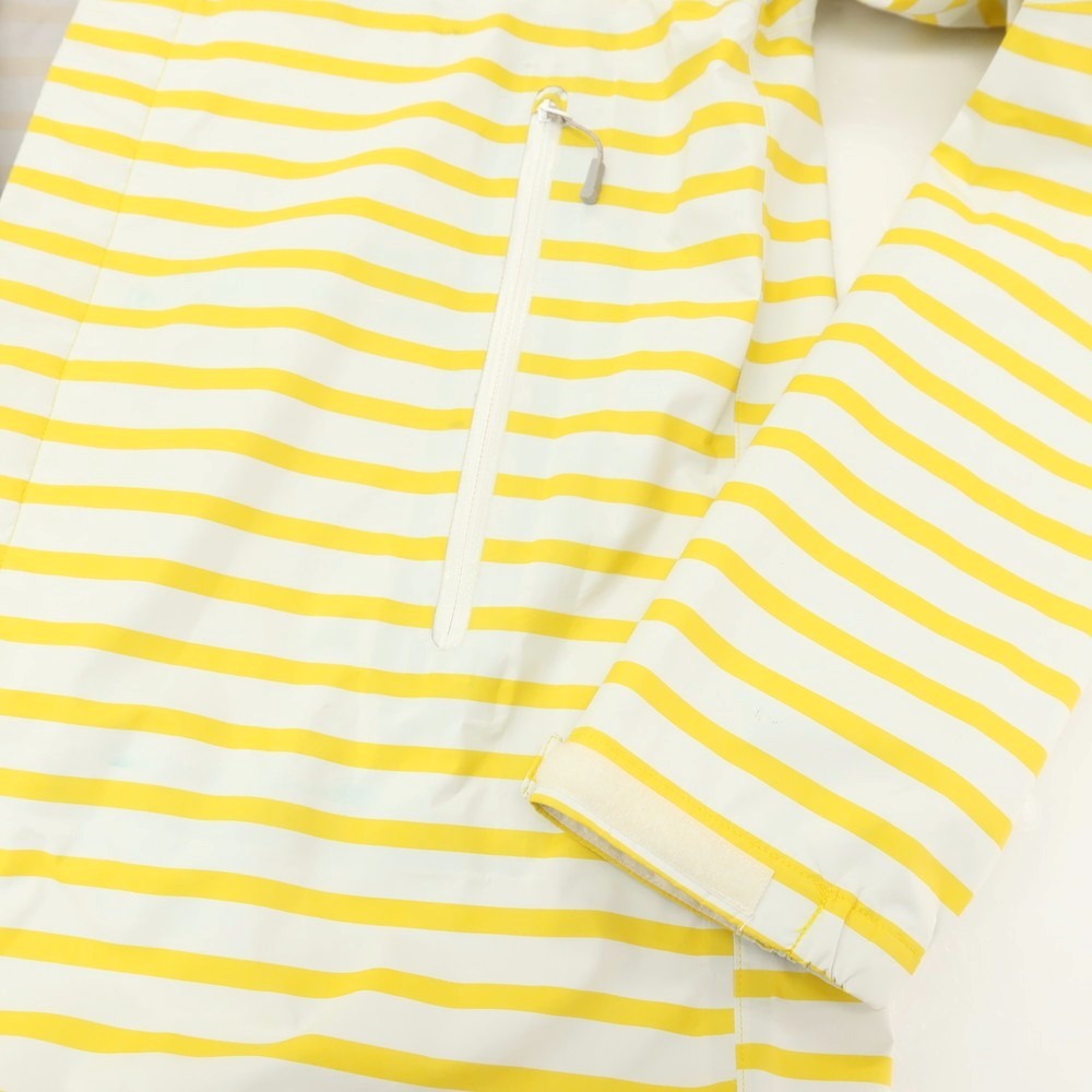 【中古】ヘリーハンセン HELLY HANSEN ナイロン ボーダー フーデッドレインブルゾン ホワイトxイエロー【サイズXL】【 状態ランクC 】【 メンズ 】