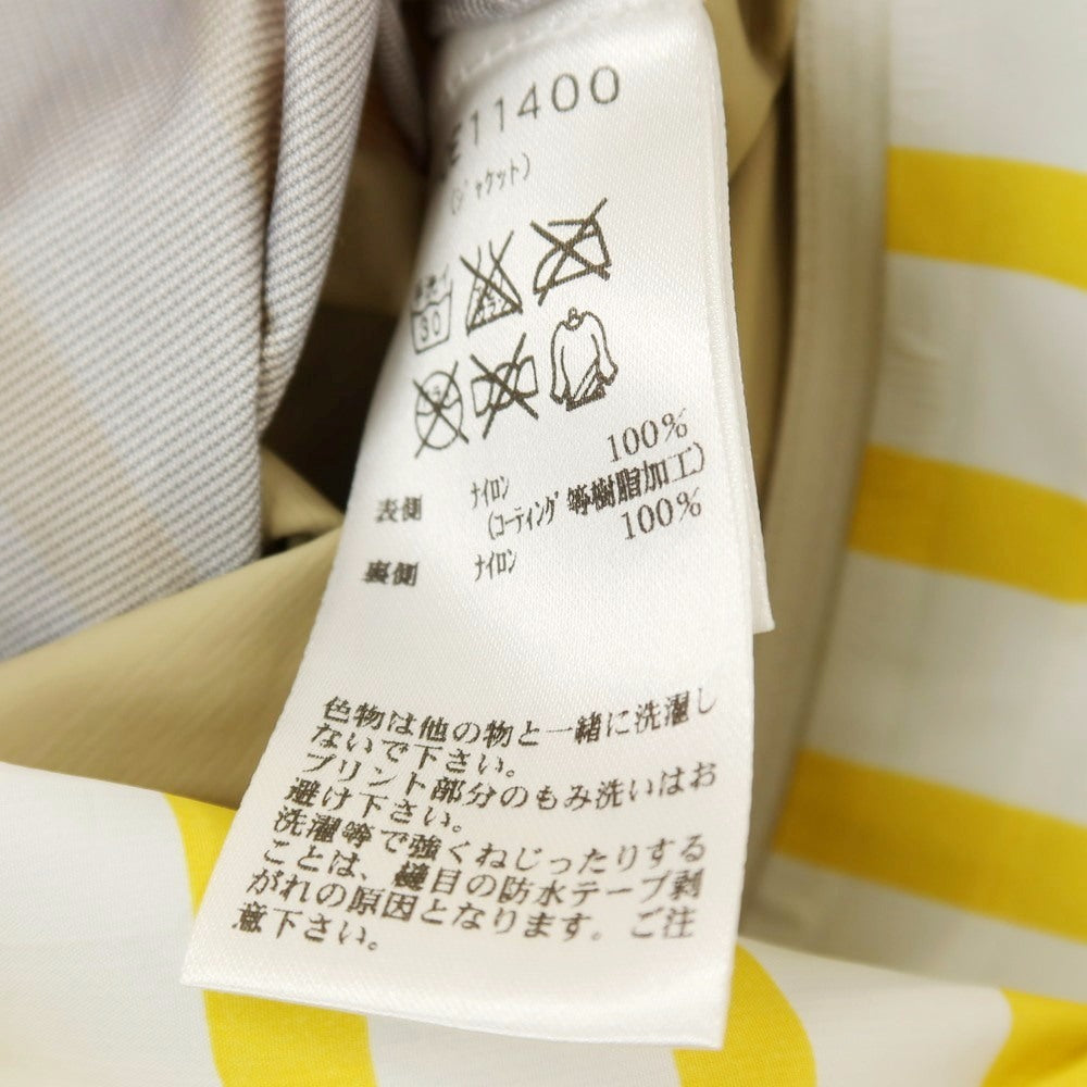 【中古】ヘリーハンセン HELLY HANSEN ナイロン ボーダー フーデッドレインブルゾン ホワイトxイエロー【 サイズXL 】【 状態ランクC 】【 メンズ 】 [APD]