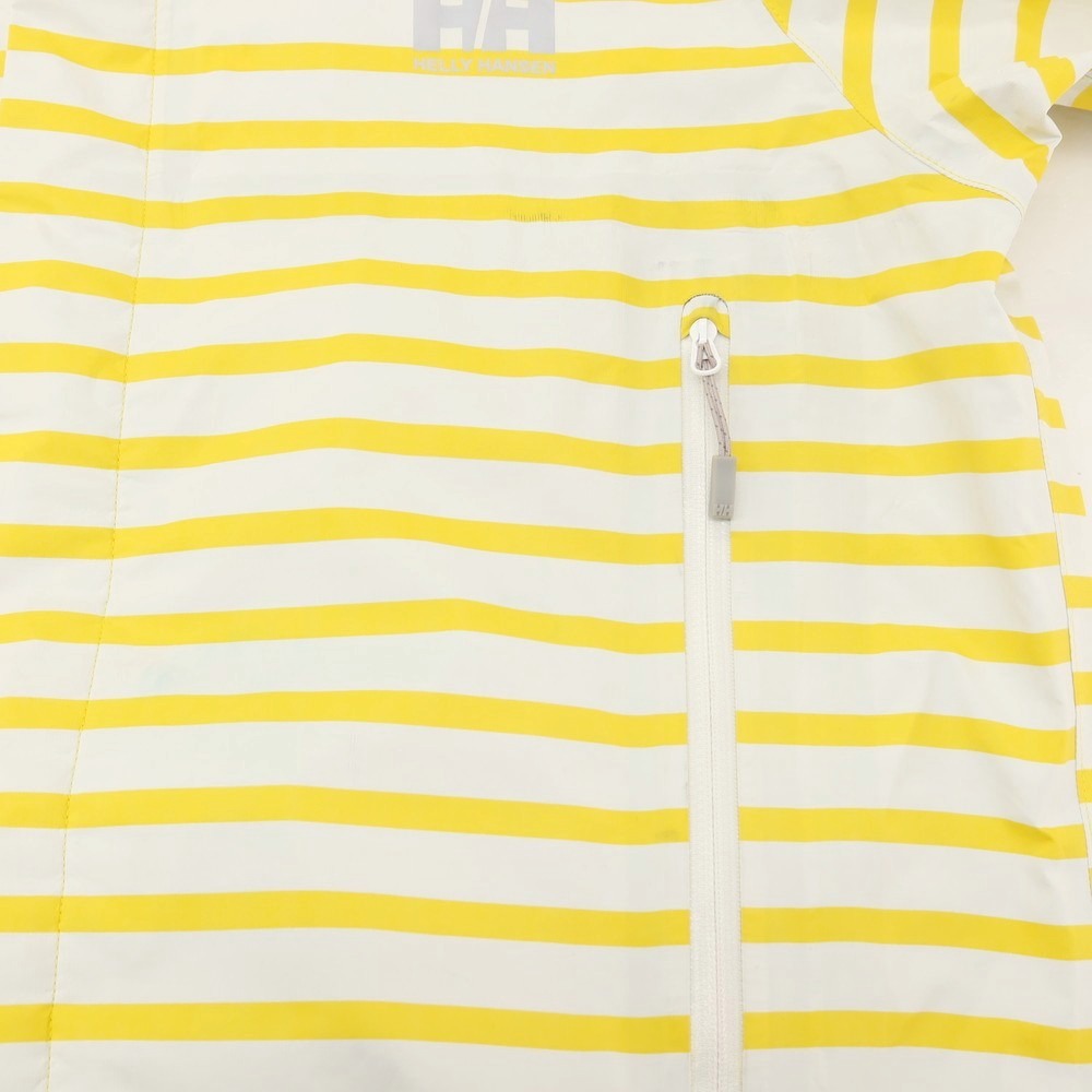 【中古】ヘリーハンセン HELLY HANSEN ナイロン ボーダー フーデッドレインブルゾン ホワイトxイエロー【サイズXL】【 状態ランクC 】【 メンズ 】