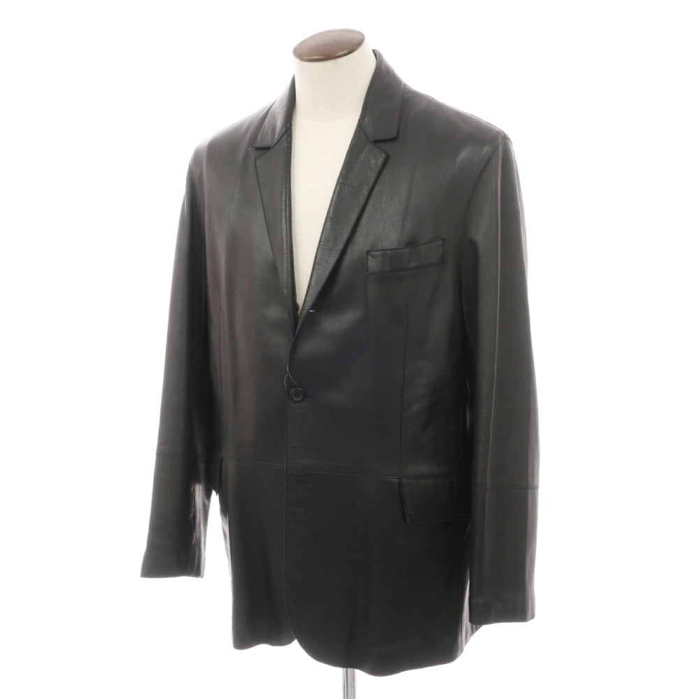 【中古】ジョルジオアルマーニ GIORGIO ARMANI LE COLLEZIONI ラムレザー 3B カジュアルジャケット ブラック【サイズ52】【 状態ランクC 】【 メンズ 】