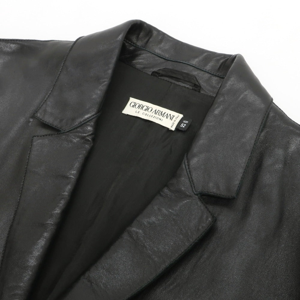 【中古】ジョルジオアルマーニ GIORGIO ARMANI LE COLLEZIONI ラムレザー 3B カジュアルジャケット ブラック【サイズ52】【 状態ランクC 】【 メンズ 】