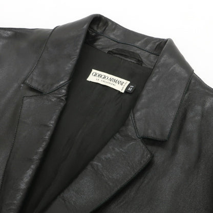 【中古】ジョルジオアルマーニ GIORGIO ARMANI LE COLLEZIONI ラムレザー 3B カジュアルジャケット ブラック【サイズ52】【 状態ランクC 】【 メンズ 】