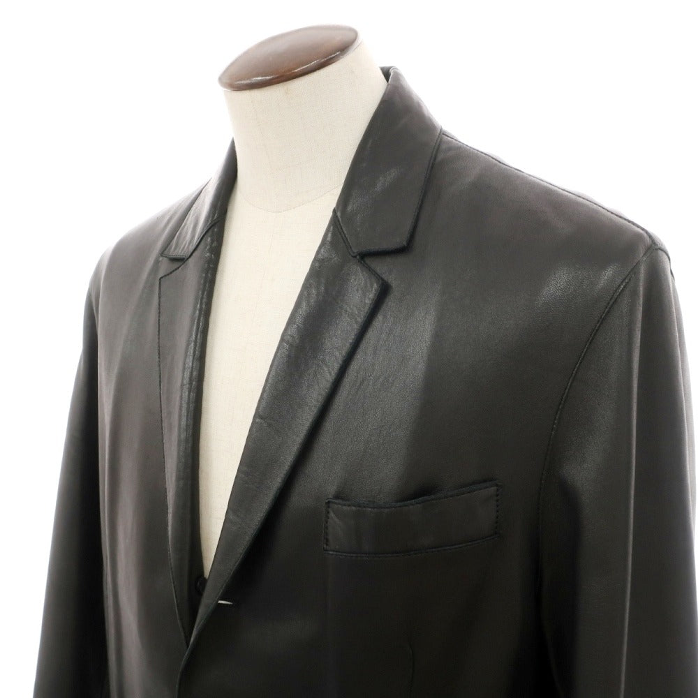 【中古】ジョルジオアルマーニ GIORGIO ARMANI LE COLLEZIONI ラムレザー 3B カジュアルジャケット ブラック【サイズ52】【 状態ランクC 】【 メンズ 】