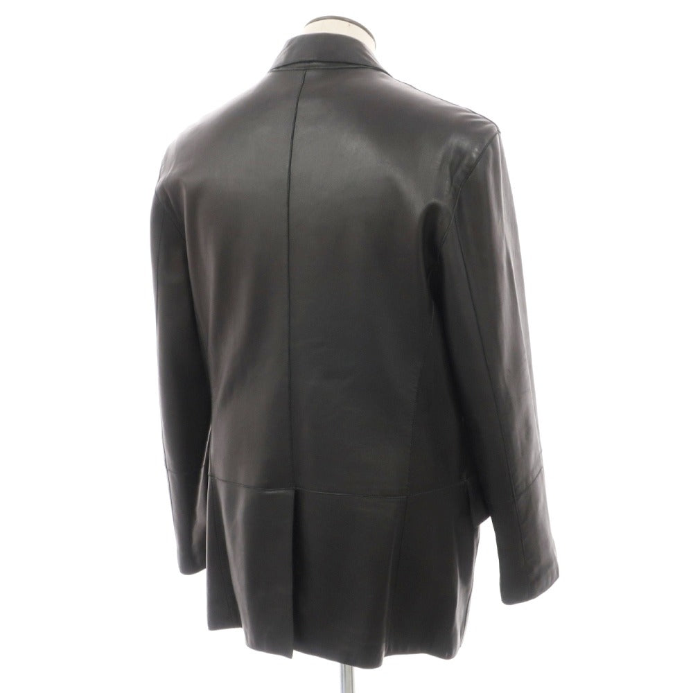 【中古】ジョルジオアルマーニ GIORGIO ARMANI LE COLLEZIONI ラムレザー 3B カジュアルジャケット ブラック【サイズ52】【 状態ランクC 】【 メンズ 】