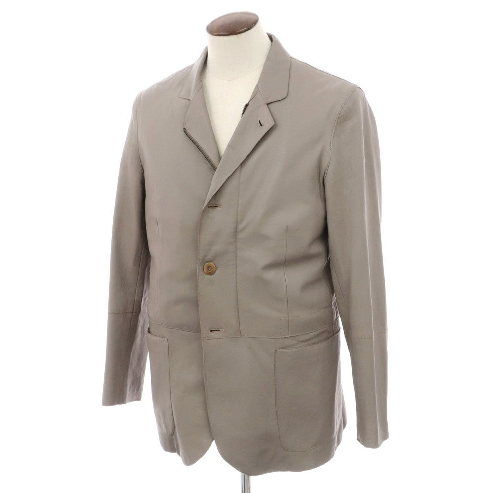 【中古】アルマーニ コレッツォーニ ARMANI COLLEZIONI レザー 3つボタン＆ダブルジップ カジュアルジャケット ライトグレージュ【サイズ50】【 状態ランクD 】【 メンズ 】