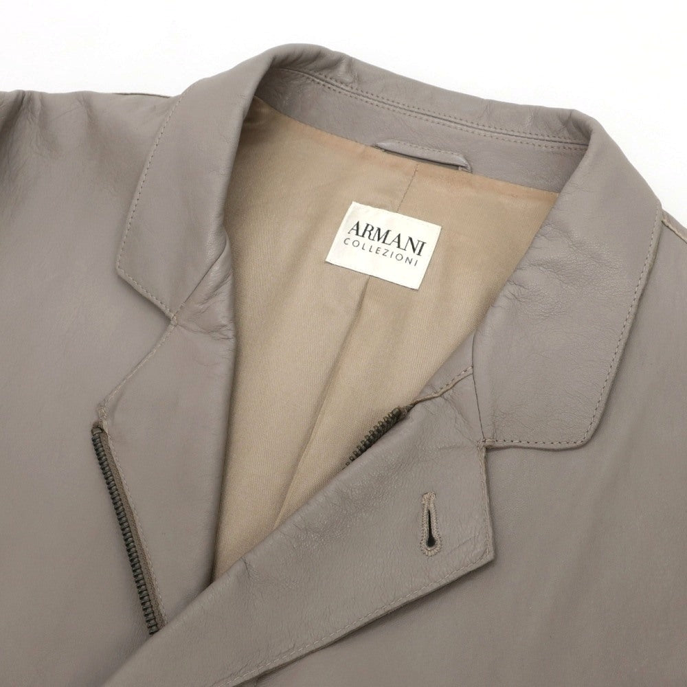 【中古】アルマーニ コレッツォーニ ARMANI COLLEZIONI レザー 3つボタン＆ダブルジップ カジュアルジャケット ライトグレージュ【サイズ50】【 状態ランクD 】【 メンズ 】