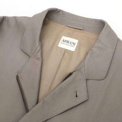【中古】アルマーニ コレッツォーニ ARMANI COLLEZIONI レザー 3つボタン＆ダブルジップ カジュアルジャケット ライトグレージュ【サイズ50】【 状態ランクD 】【 メンズ 】