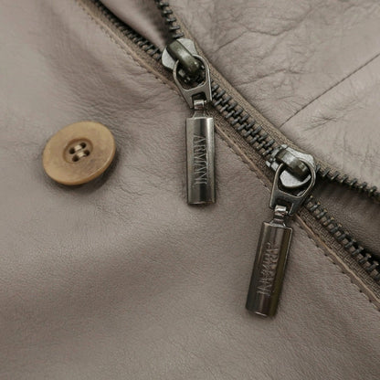 【中古】アルマーニ コレッツォーニ ARMANI COLLEZIONI レザー 3つボタン＆ダブルジップ カジュアルジャケット ライトグレージュ【サイズ50】【 状態ランクD 】【 メンズ 】