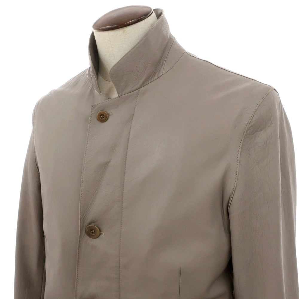 【中古】アルマーニ コレッツォーニ ARMANI COLLEZIONI レザー 3つボタン＆ダブルジップ カジュアルジャケット ライトグレージュ【サイズ50】【 状態ランクD 】【 メンズ 】