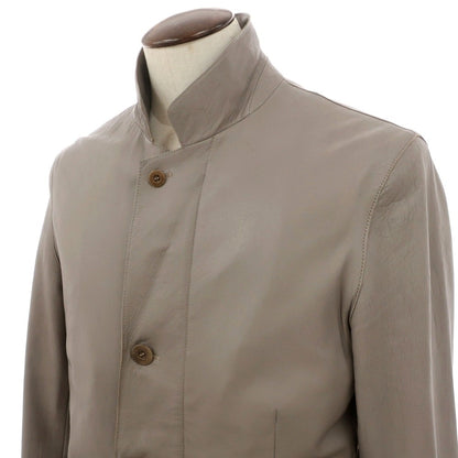 【中古】アルマーニ コレッツォーニ ARMANI COLLEZIONI レザー 3つボタン＆ダブルジップ カジュアルジャケット ライトグレージュ【サイズ50】【 状態ランクD 】【 メンズ 】