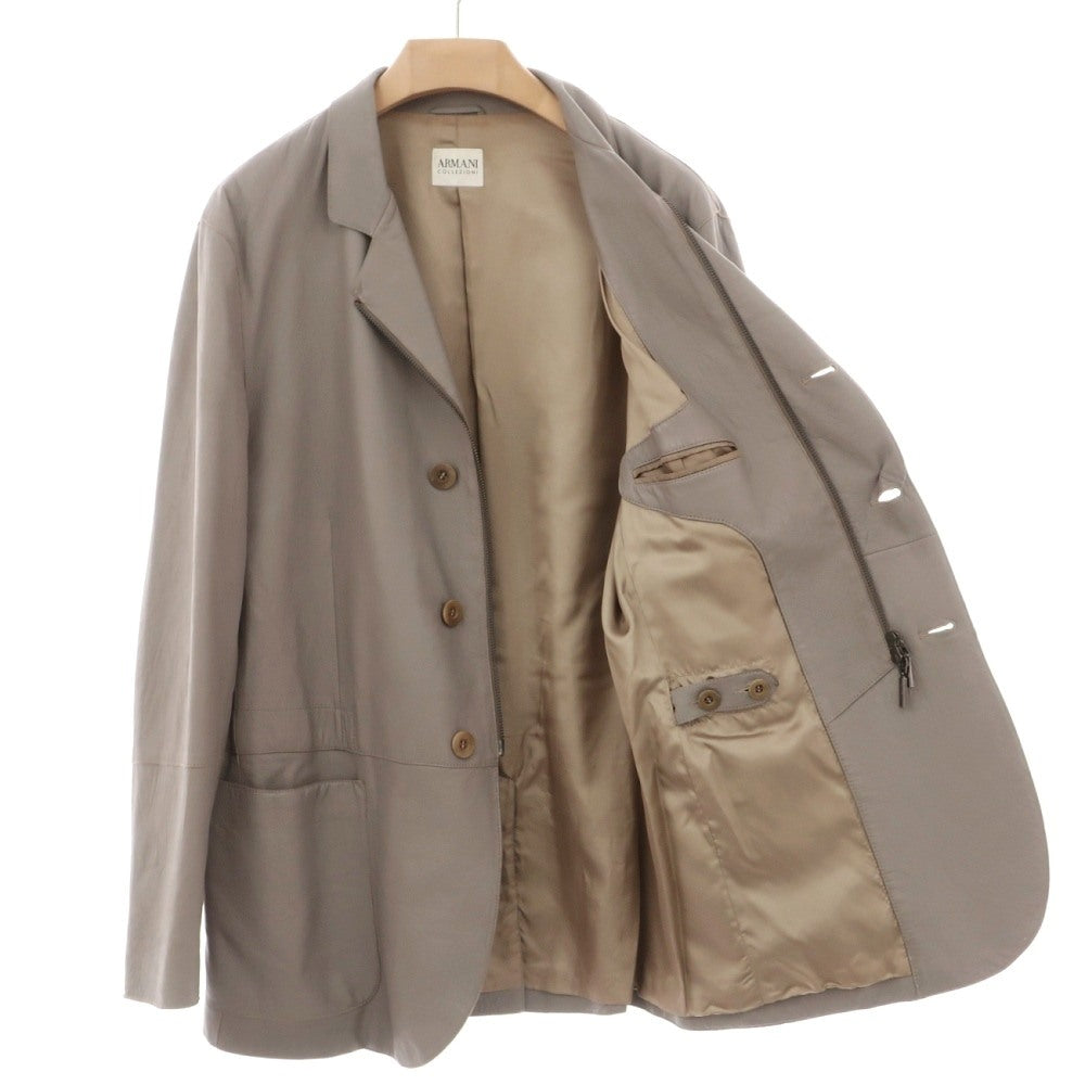 【中古】アルマーニ コレッツォーニ ARMANI COLLEZIONI レザー 3つボタン＆ダブルジップ カジュアルジャケット ライトグレージュ【サイズ50】【 状態ランクD 】【 メンズ 】