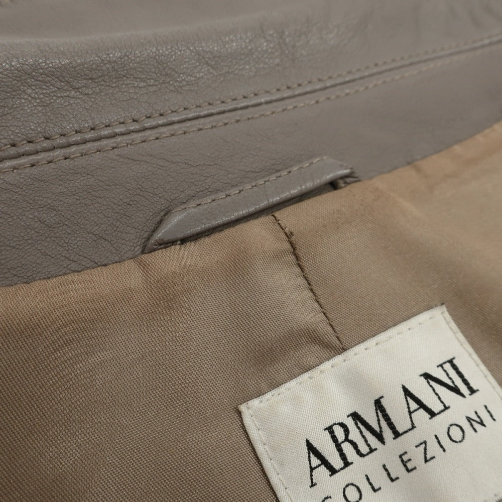 【中古】アルマーニ コレッツォーニ ARMANI COLLEZIONI レザー 3つボタン＆ダブルジップ カジュアルジャケット ライトグレージュ【サイズ50】【 状態ランクD 】【 メンズ 】