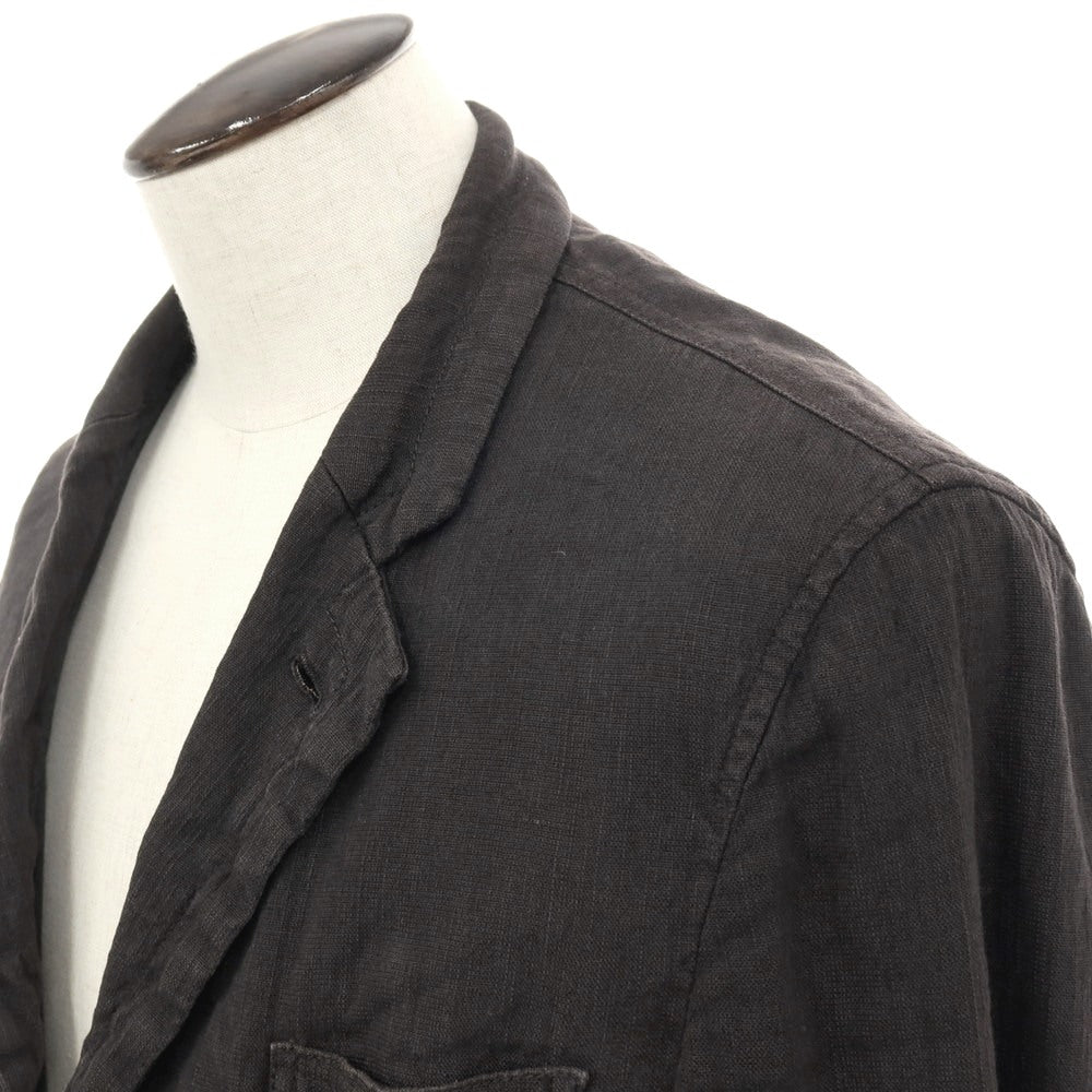 【中古】アルマーニ コレッツォーニ ARMANI COLLEZIONI ストレッチ リネンコットン 3B カジュアルジャケット ブラック系（ダークグレー）【サイズ52】【 状態ランクD 】【 メンズ 】