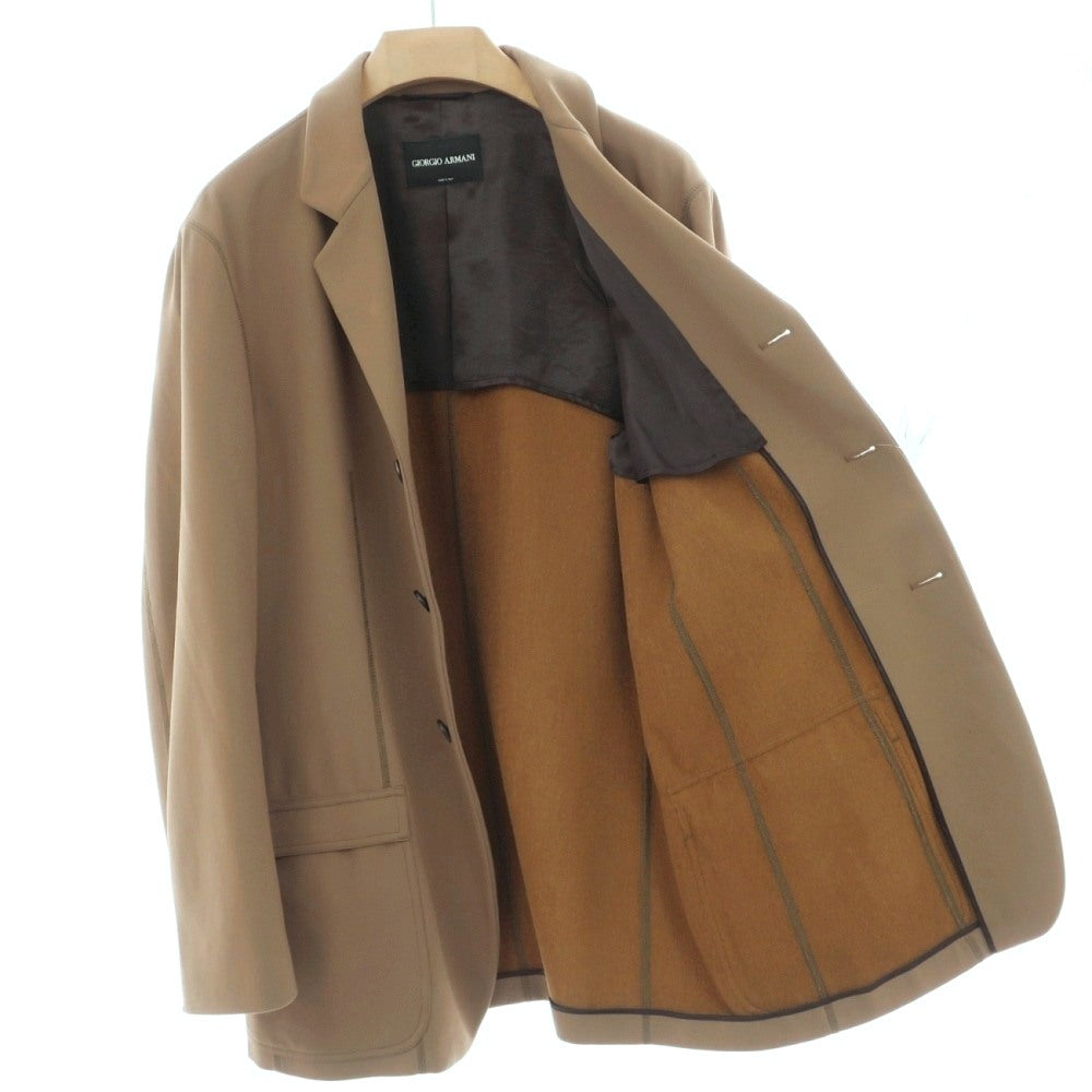【中古】ジョルジオアルマーニ GIORGIO ARMANI ポリエステルレーヨンウール 3B カジュアルジャケット ダークベージュ【サイズ52】【 状態ランクC 】【 メンズ 】