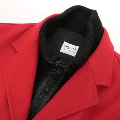【中古】アルマーニ コレッツォーニ ARMANI COLLEZIONI カシミヤ混 ドッキング ジップアップ 中綿入り カジュアルジャケット レッド【サイズ52】【 状態ランクB 】【 メンズ 】