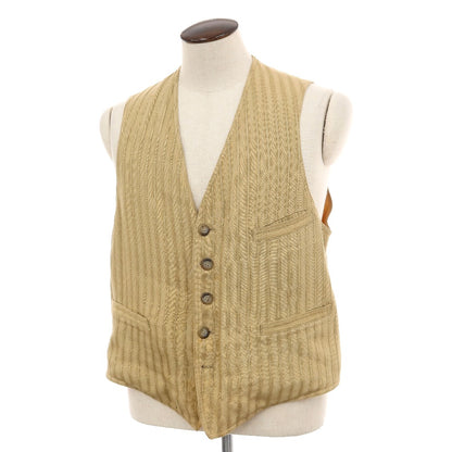 【中古】ジョルジオアルマーニ GIORGIO ARMANI レーヨンリネン ジャカード ストライプ カジュアル系ジレ ベスト ベージュ【サイズ50】【 状態ランクD 】【 メンズ 】