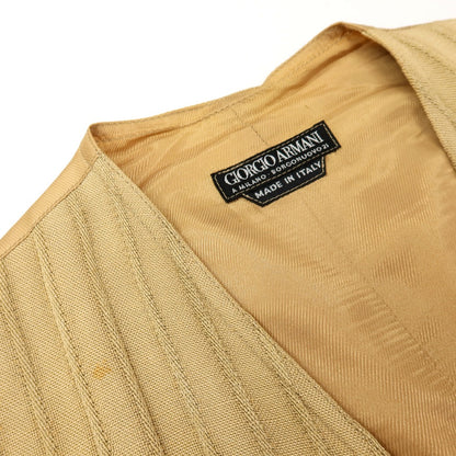 【中古】ジョルジオアルマーニ GIORGIO ARMANI レーヨンリネン ジャカード ストライプ カジュアル系ジレ ベスト ベージュ【サイズ50】【 状態ランクD 】【 メンズ 】