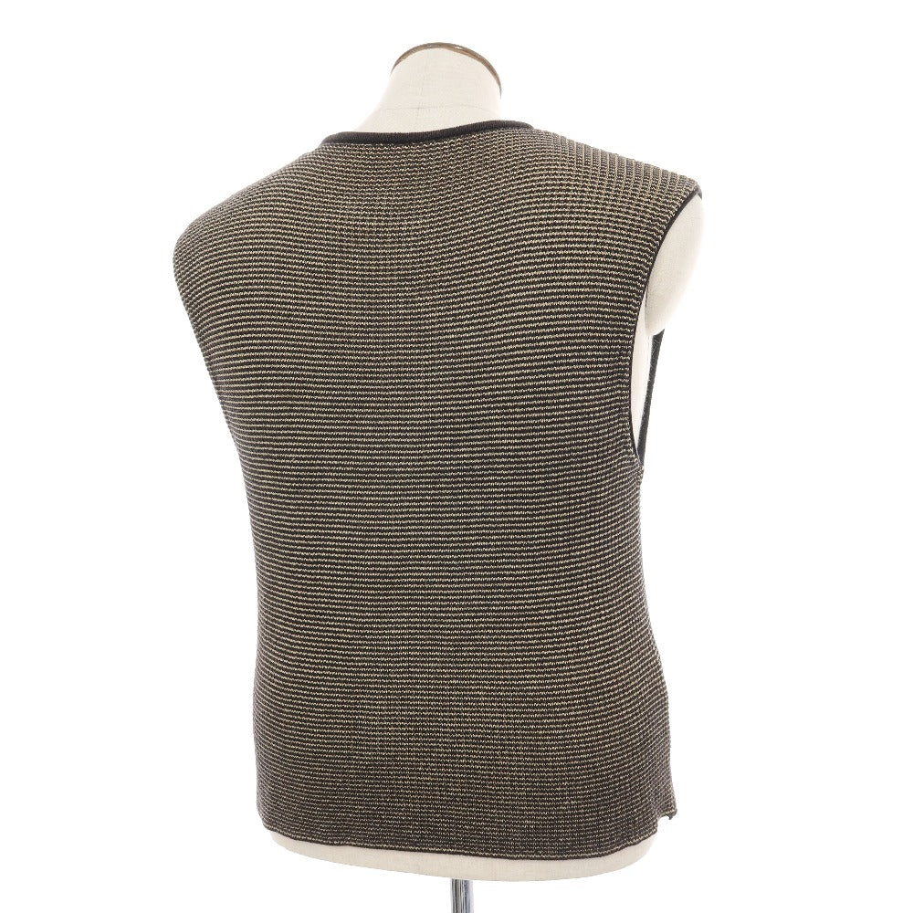 【中古】ジョルジオアルマーニ GIORGIO ARMANI コットンレーヨン ジップアップ ニットベスト ブラックxベージュ【サイズ52】【 状態ランクC 】【 メンズ 】