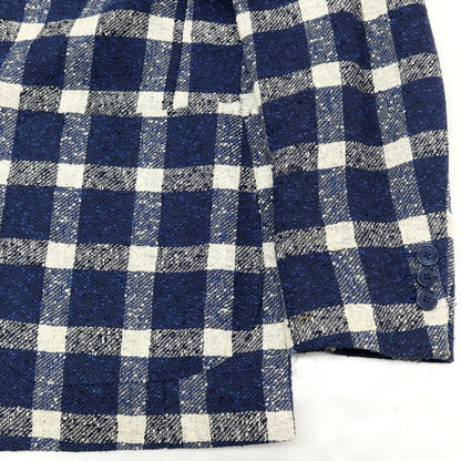 【中古】タリアトーレ TAGLIATORE リネンナイロン チェック 2B カジュアルジャケット ネイビーxホワイト【サイズ44】【 状態ランクD 】【 メンズ 】