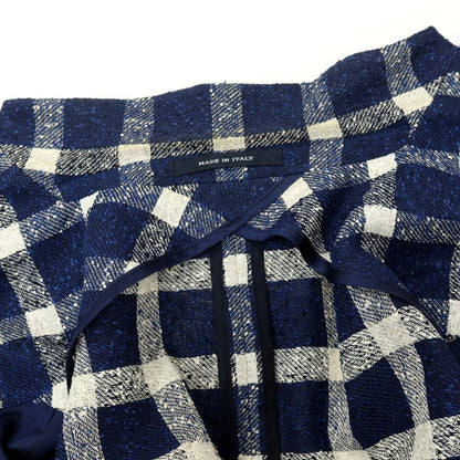 【中古】タリアトーレ TAGLIATORE リネンナイロン チェック 2B カジュアルジャケット ネイビーxホワイト【サイズ44】【 状態ランクD 】【 メンズ 】