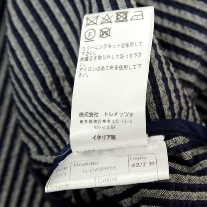 【中古】タリアトーレ TAGLIATORE ストレッチ コットンナイロン サッカー ストライプ ダブル6B カジュアルジャケット ネイビーxグレー【サイズ42】【 状態ランクC 】【 メンズ 】