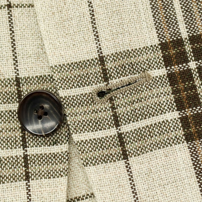 【中古】ラルディーニ LARDINI ウールリネン チェック 3B テーラードジャケット ベージュ【サイズ42】【 状態ランクB 】【 メンズ 】