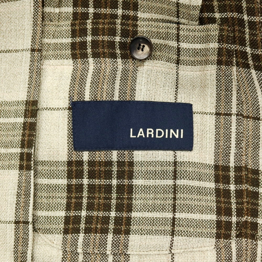【中古】ラルディーニ LARDINI ウールリネン チェック 3B テーラードジャケット ベージュ【サイズ42】【 状態ランクB 】【 メンズ 】