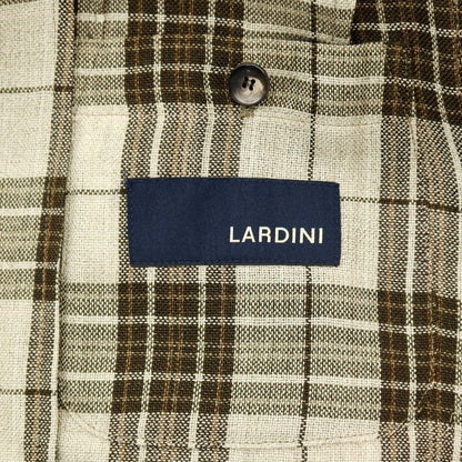 【中古】ラルディーニ LARDINI ウールリネン チェック 3B テーラードジャケット ベージュ【サイズ42】【 状態ランクB 】【 メンズ 】