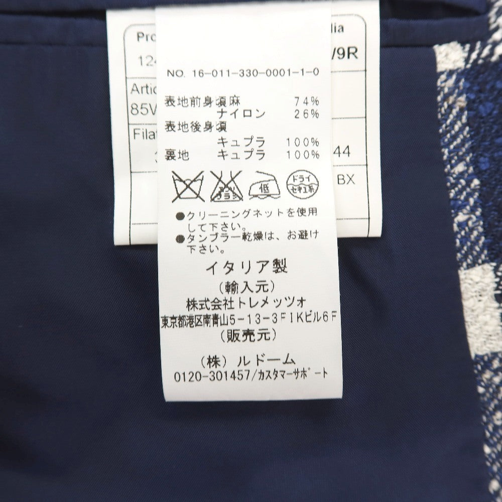【中古】タリアトーレ TAGLIATORE リネンナイロン チェック ドレス系ジレ ベスト ネイビーxホワイト【サイズ44】【 状態ランクC 】【 メンズ 】